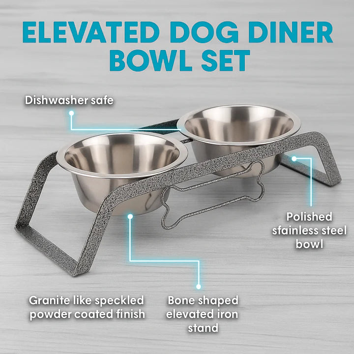 Pawpourri Dual Curved Diner I  Size 3.4" (L) x 6.7" (W) x 4" (H) I Bowl Size: 800ml each bowl
