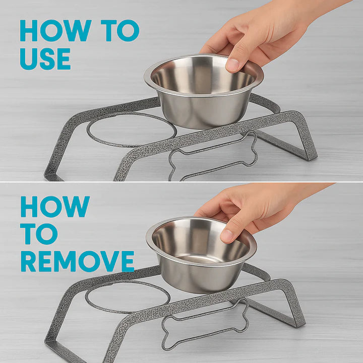 Pawpourri Dual Curved Diner I  Size 3.4" (L) x 6.7" (W) x 4" (H) I Bowl Size: 800ml each bowl