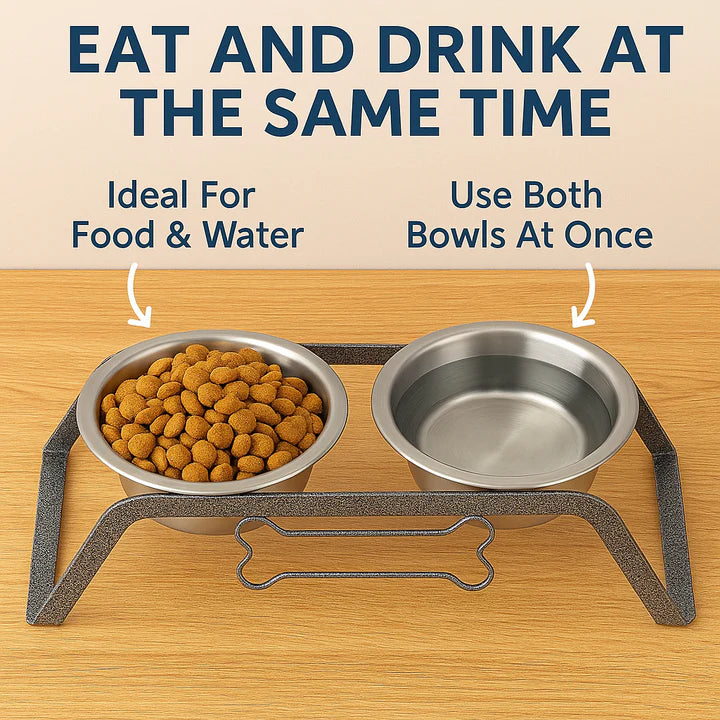Pawpourri Dual Curved Diner I  Size 3.4" (L) x 6.7" (W) x 4" (H) I Bowl Size: 800ml each bowl