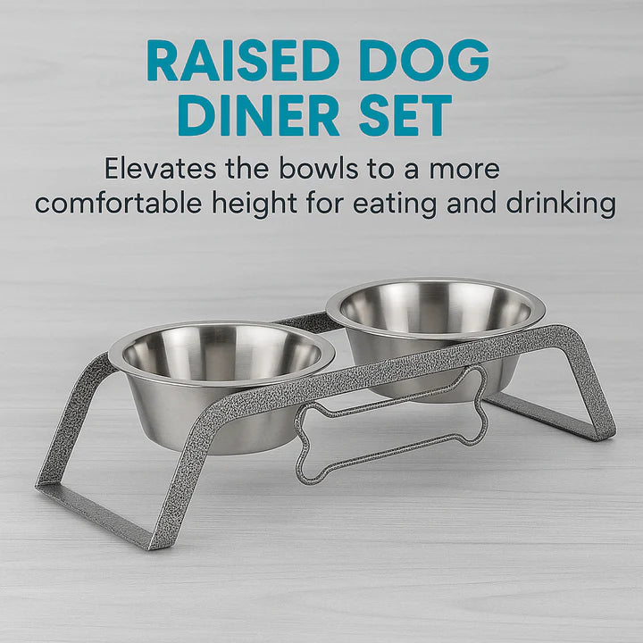 Pawpourri Dual Curved Diner I  Size 3.4" (L) x 6.7" (W) x 4" (H) I Bowl Size: 800ml each bowl