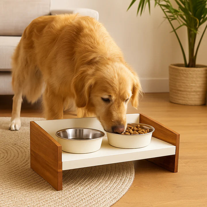 Pawpourri Magnetic Elevated Pet Diner I Size 8.3 (D), 22.3 (L) x 12.3 (W) X 8 (H)" I Bowls Size: (1800 ML each)