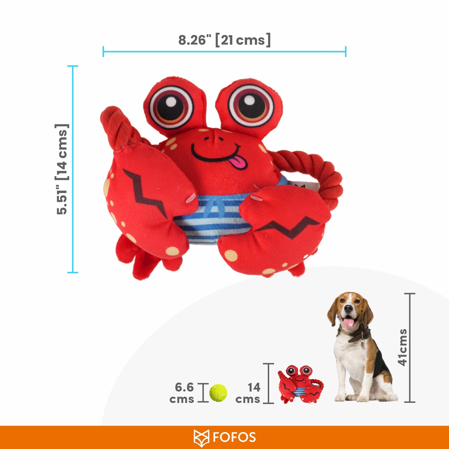 FOFOS Sealife Toy crab Dog Toy 21 x 4 x14 cm