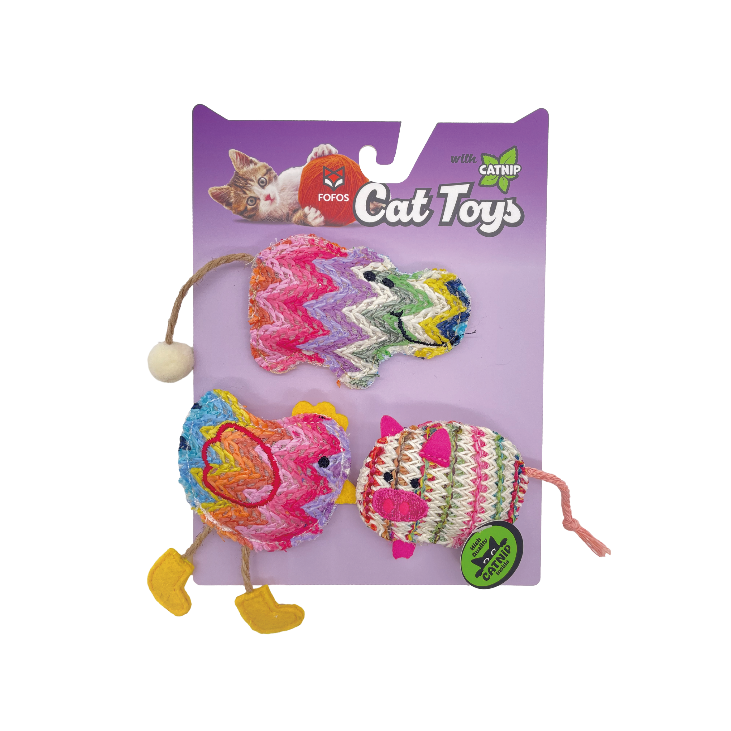 FOFOS Catnip Interactive Chic Cat Toy 3pk - Pink 12x1.5x17.5cm