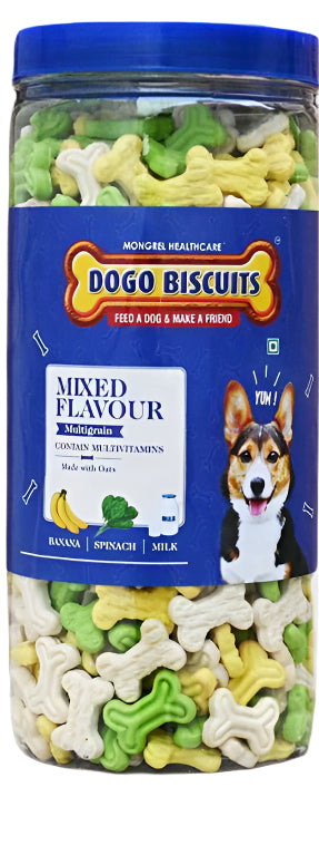 Mongrel Dogo Biscuits Mixed Flavor Multigrain Vegetarian Puppy Treat 600g