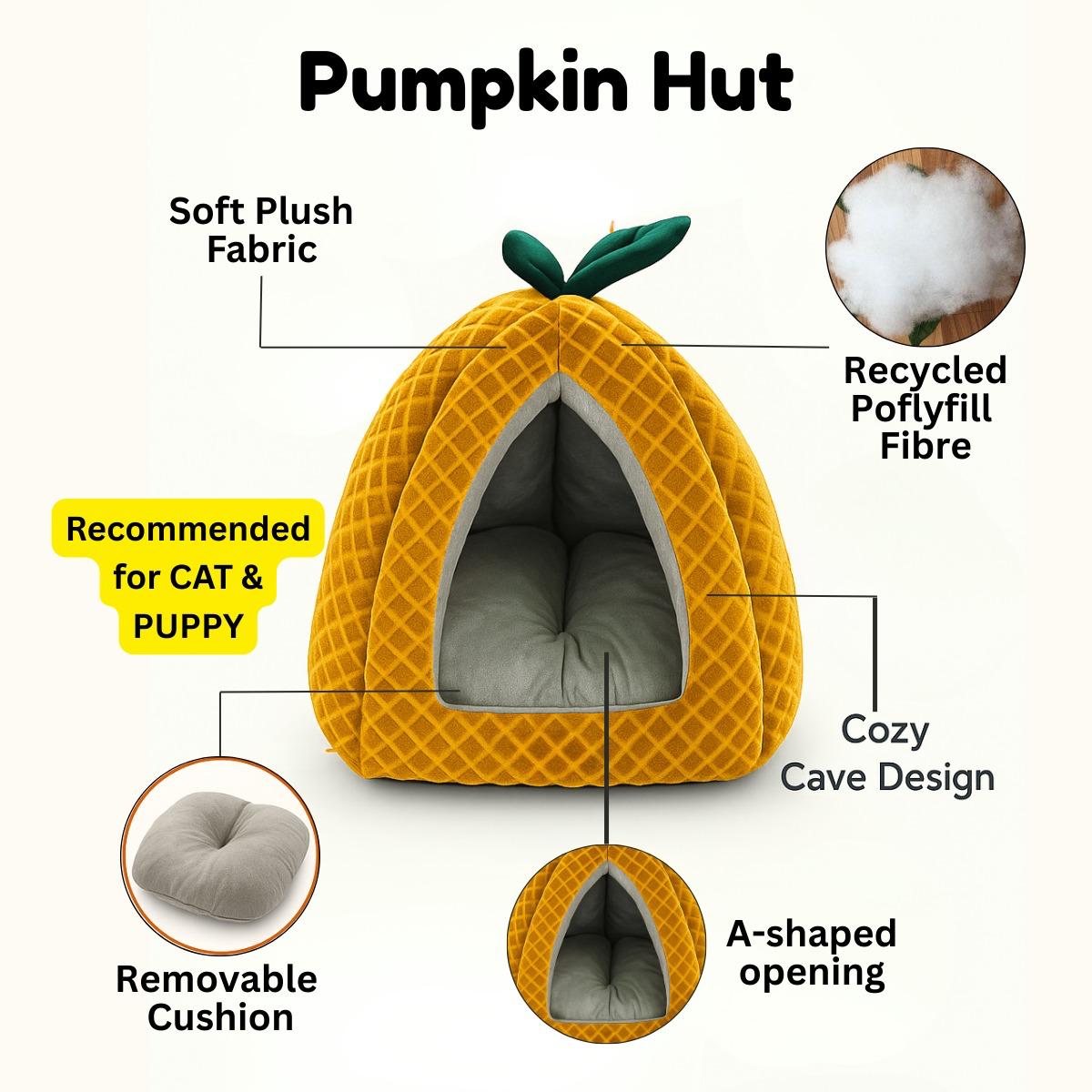 Caninkart Pet Hut Pineapple For Dogs & Cats 48cm x 48cm x 43cm - Orange