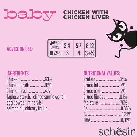 Schesir Baby Kitten Wholefood Chicken & Liver Wet Cat Food 70g