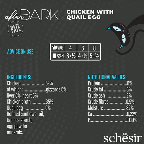 Schesir After Dark Pate Chicken and Quail Egg Wet Adult Cat Food 80g