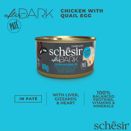 Schesir After Dark Pate Chicken and Quail Egg Wet Adult Cat Food 80g