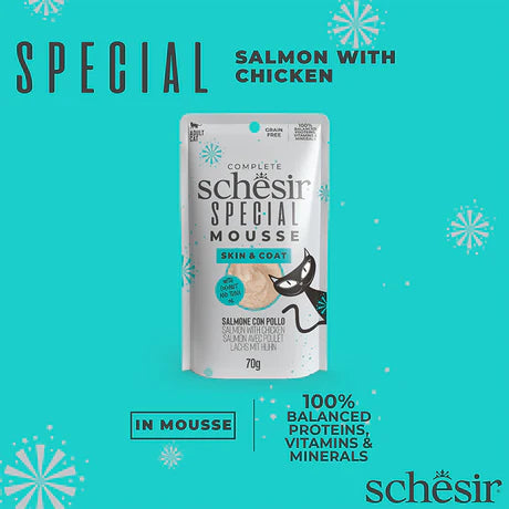 Schesir Special Skin & Coat Cat Mousse Salmon Adult Cat Wet Food 70g