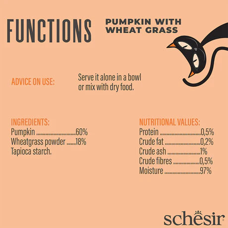 Schesir Function Digestive Tummy Topper Mousse Pumpkin with Wheatgrass Wet Cat Food 40g