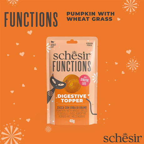 Schesir Function Digestive Tummy Topper Mousse Pumpkin with Wheatgrass Wet Cat Food 40g