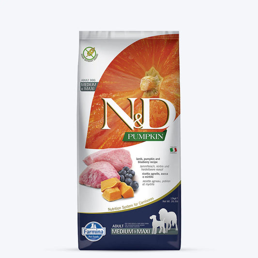 Farmina N&D Pumpkin Lamb & Blueberry Grain Free Adult Medium & Maxi Dry Dog Food 2.5kg