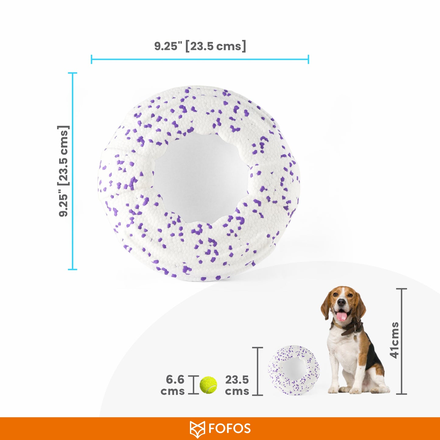 FOFOS Super Flyer White Dog Toy 23.5 x 23.5 x 4 cm