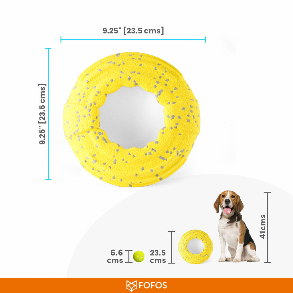 FOFOS Super Flyer Yellow Dog Toy 23.5 x 23.5 x 4 cm