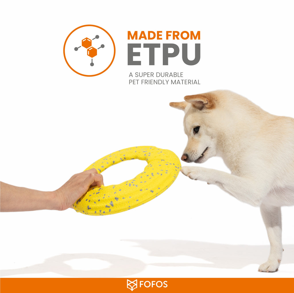 FOFOS Super Flyer Yellow Dog Toy 23.5 x 23.5 x 4 cm