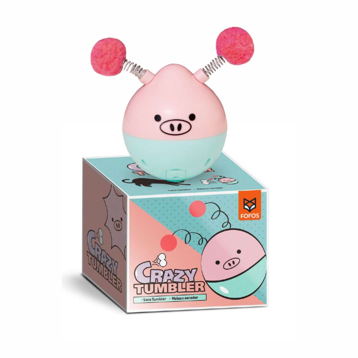 FOFOS Crazy Tumbler Pig Cat Toy 10.6 x 8 x 8.7 cm