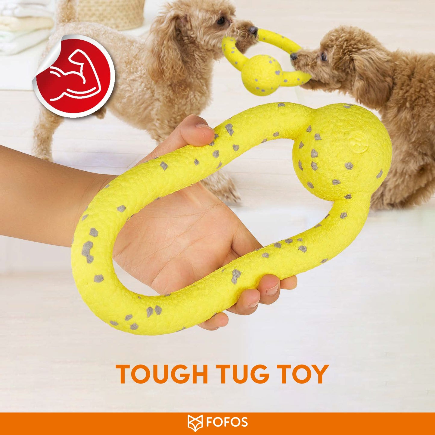 FOFOS Durable Puller Dog Toy Yellow/Grey 20 x 18 x 7 cm