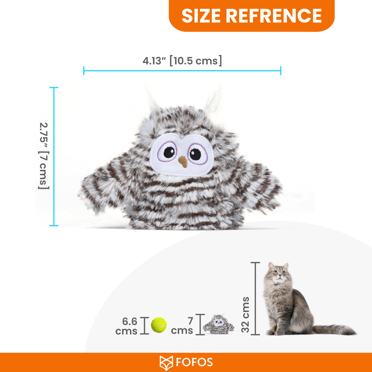 FOFOS Flapping Owl Cat Toy 10.5x7x8 cm