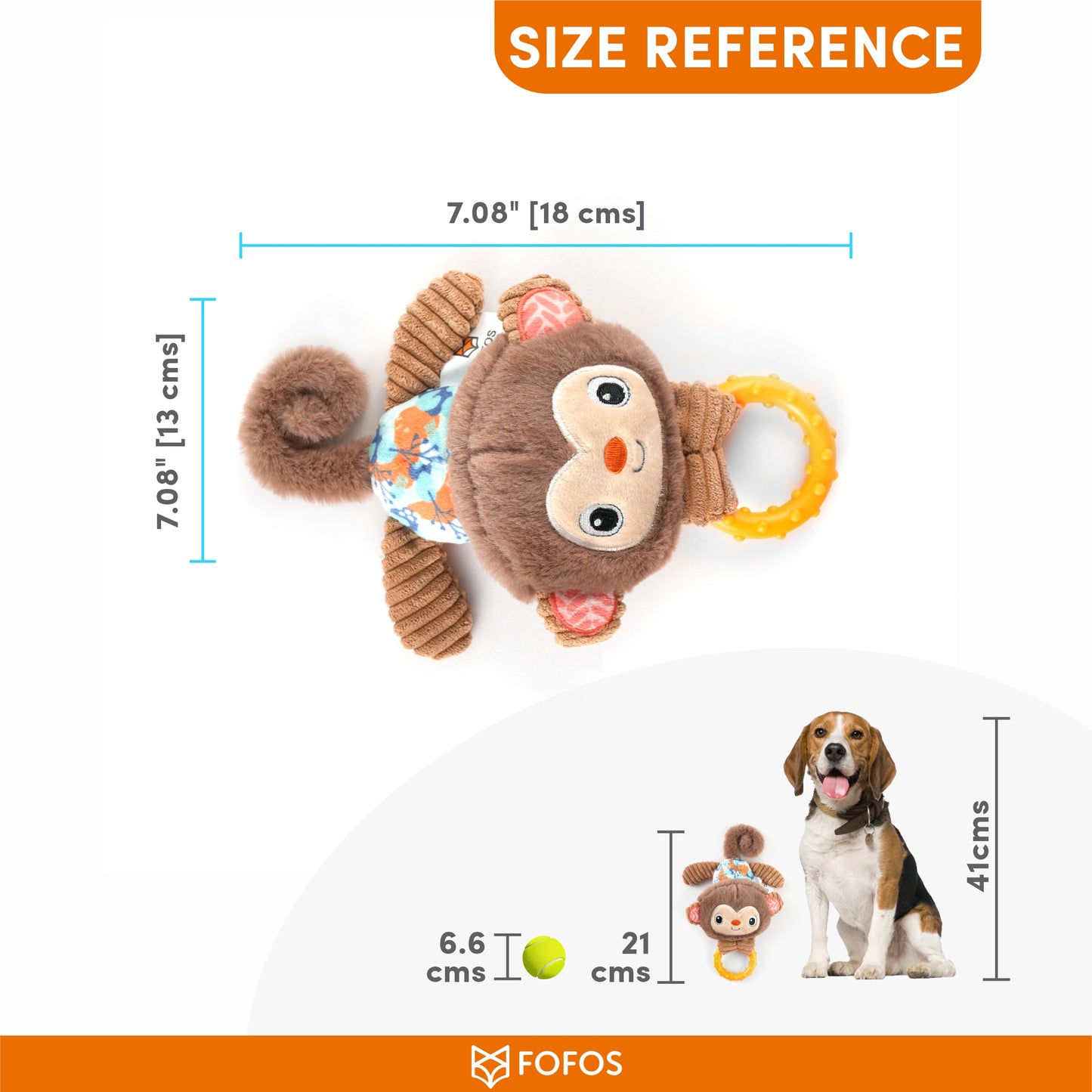 FOFOS Puppy Toy Monkey 18 x 13 x 5 cm