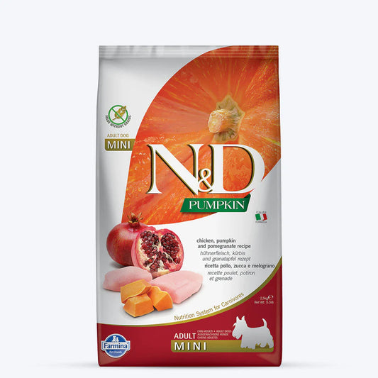 Farmina N&D Pumpkin Chicken & Pomegranate Grain Free Adult Mini Dry Dog Food 2.5kg