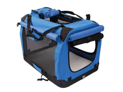 M-Pets Flow Foldable 61x41x41cm Medium Crate - 3 Ways Opening | Washable Cushion | 2 Pockets | Detachable Bag