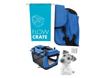 M-Pets Flow Foldable 61x41x41cm Medium Crate - 3 Ways Opening | Washable Cushion | 2 Pockets | Detachable Bag