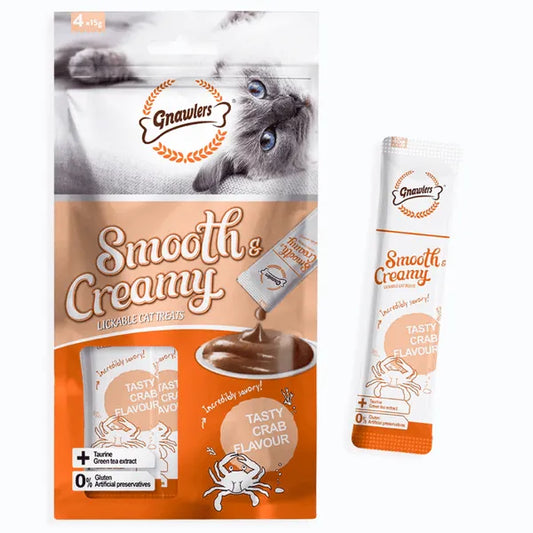 Gnawlers Smooth & Creamy Lickable Cat Treat Crab Flavor 4x15g