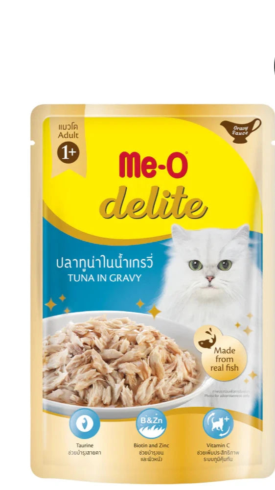 Me-O Delite Adult Tuna in Gravy Wet Cat Food 70gm (Pack of 12)