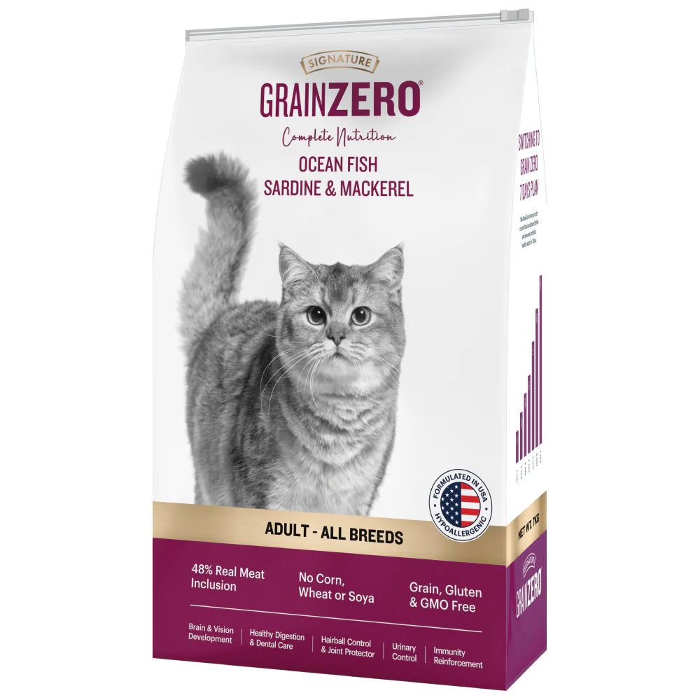Signature Grain Zero Ocean Fish, Sardine, and Mackerel Adult All Breed Dry Cat Food 1.2kg