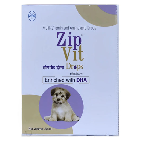 Intas Zipvit Drops Multivitamin & Amino Acid Drop with DHA For Dogs & Cats 30ml