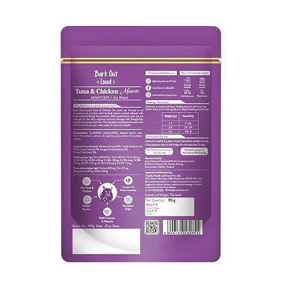 Bark Out Loud Fresh Tuna & Chicken Mousse Adult Cat Wet Food 85g