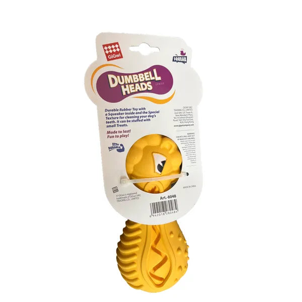 GiGwi Dumbbell Lion Heads Treat Dispenser and Squeak Toy for Dogs Medium