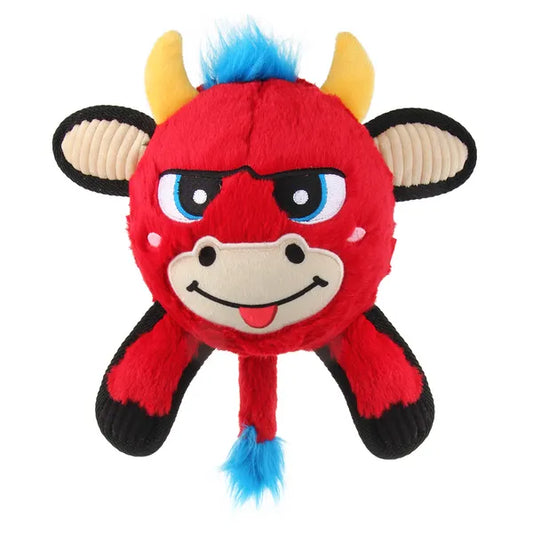 GiGwi Plush Jumball Bull Toy for Dogs (Red) Medium  27 x 15 x 24.50