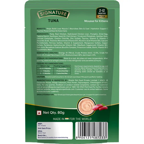Signature Grain Zero Tuna Mousse Kitten Cat Wet Food 80g (5+1) Buy 5 Get 1 Free