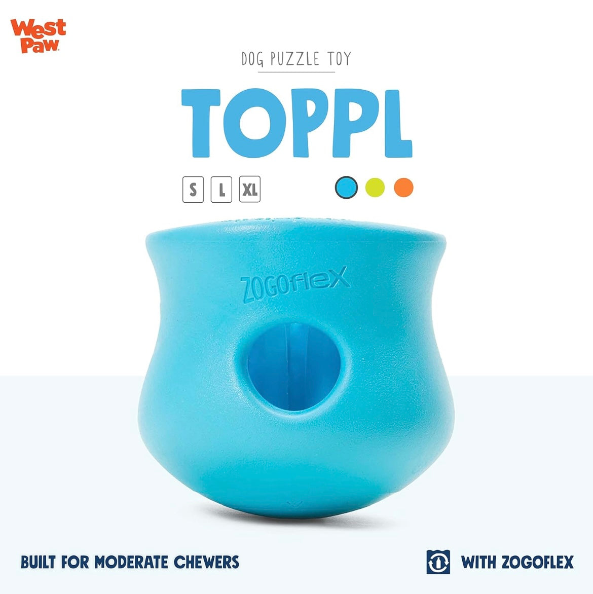 West Paw Zogoflex Toppl Toy for Dogs - Aqua Blue