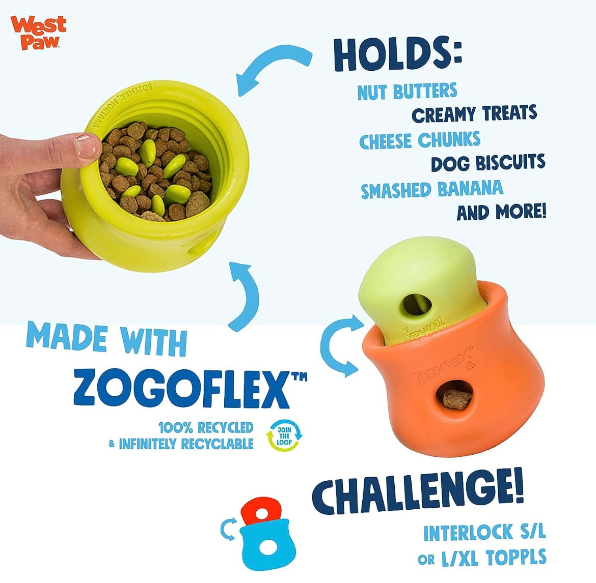 West Paw Zogoflex Toppl Toy for Dogs - Aqua Blue