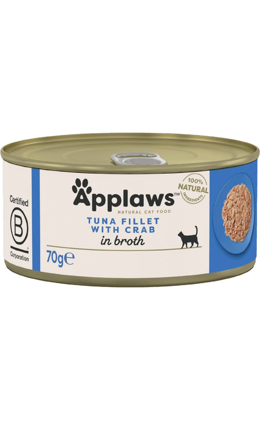 Applaws Tuna Fillet with Crab Tin Cat Wet Food 70gm