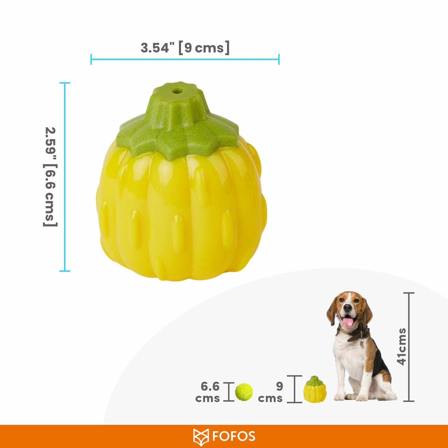 FOFOS Giggling Vegi-Bites Interactive Dog Toy Pumpkin 9 x 6.6 x 9 cm