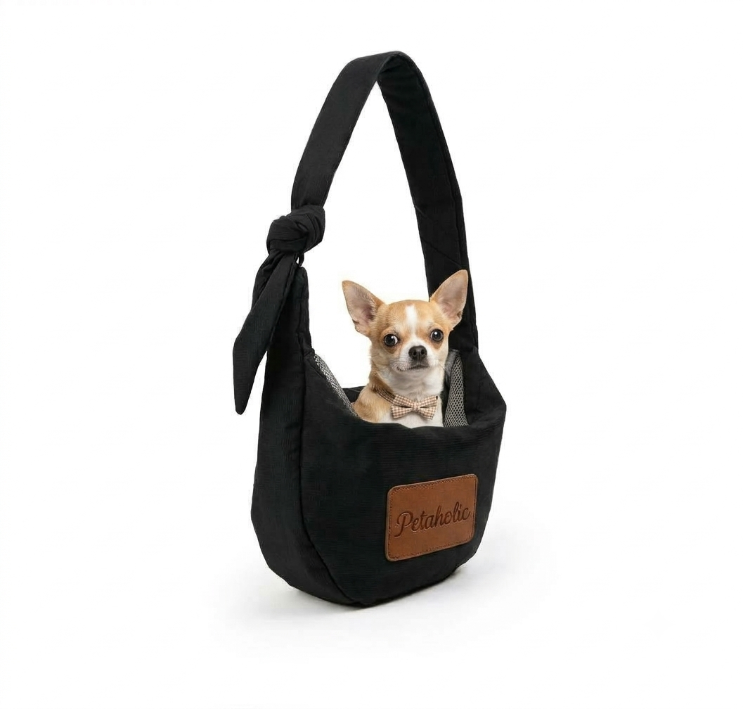 Petaholic Chic Kangaroo Bag Charcoal Black For Small Dogs and Cats 45 x 15 x 28cm