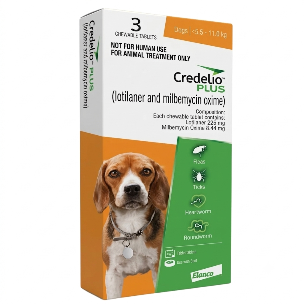 Elanco Credelio Pluse Dog Flea and Tick Control 3 Chewable Tablets >5.5 - 11kg