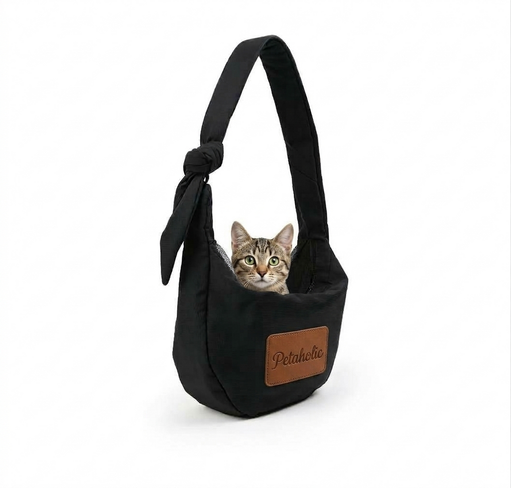 Petaholic Chic Kangaroo Bag Charcoal Black For Small Dogs and Cats 45 x 15 x 28cm