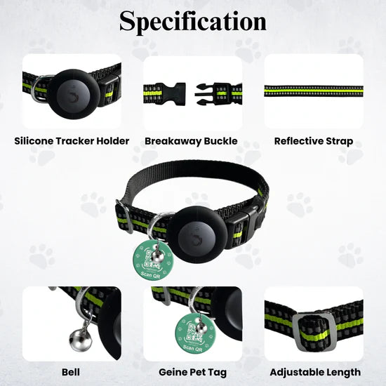 Kennel Genie Pet Tracker Kit Adjustable Collar For Dogs and Cats Work with Apple