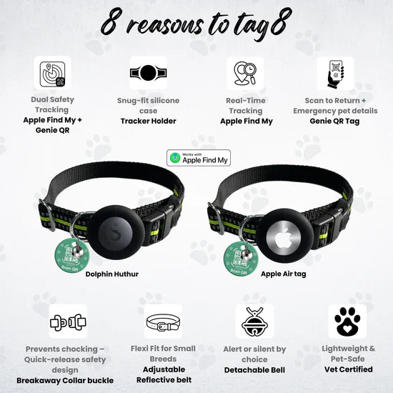 Kennel Genie Pet Tracker Kit Adjustable Collar For Dogs and Cats Work with Apple