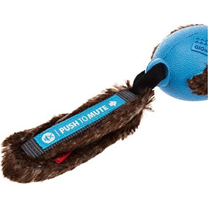 Gigwi Duck Push To Mute with Plush Tail Dog Toy Blue