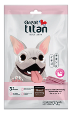 Great Titan Snack Chicken with Strawberry Original Flavor Stick For 3+Months Dogs 70g