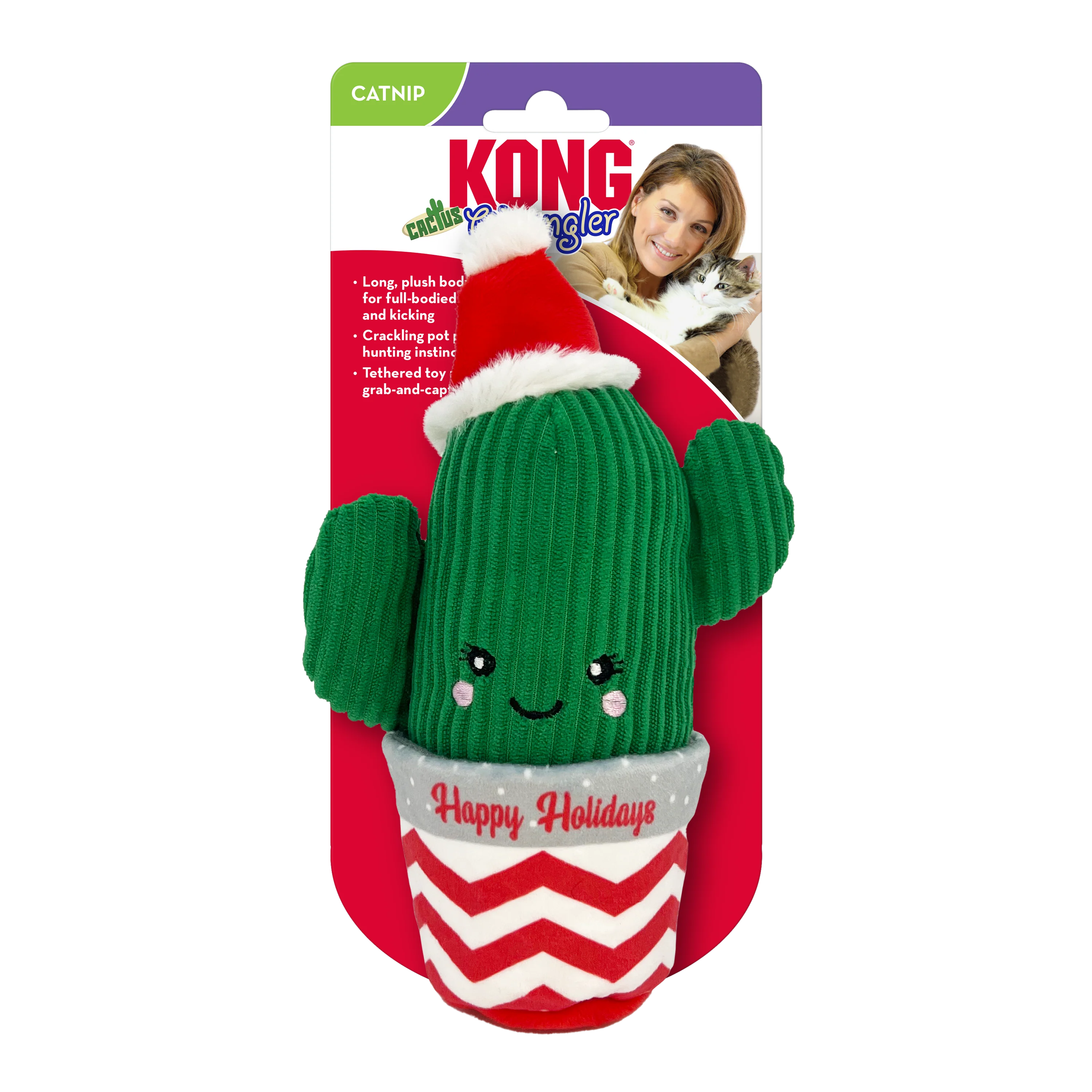 Kong Christmas Collection Holiday Wrangler Cactus Toy For Cat 9.65x9.65x24.13cm