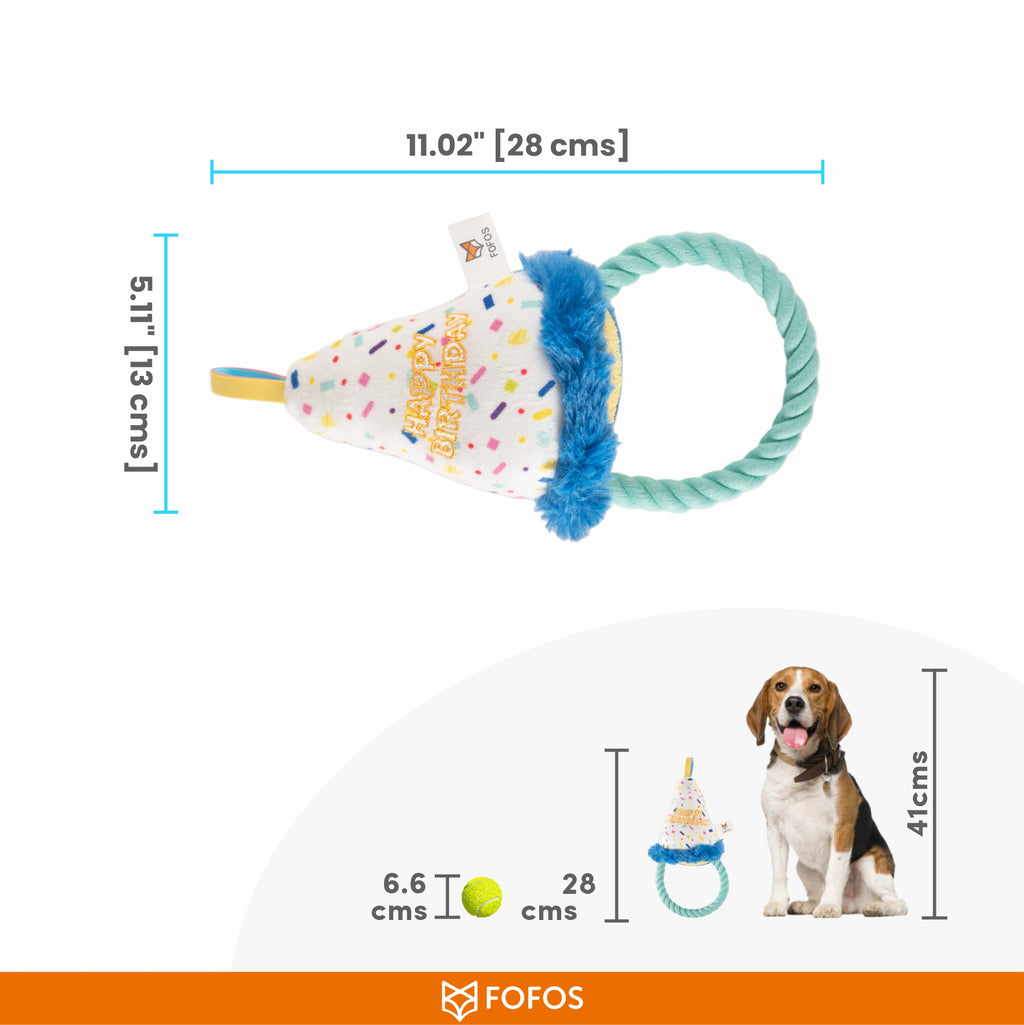 FOFOS Birthday Hat Dog Toy 13x9x28 cm
