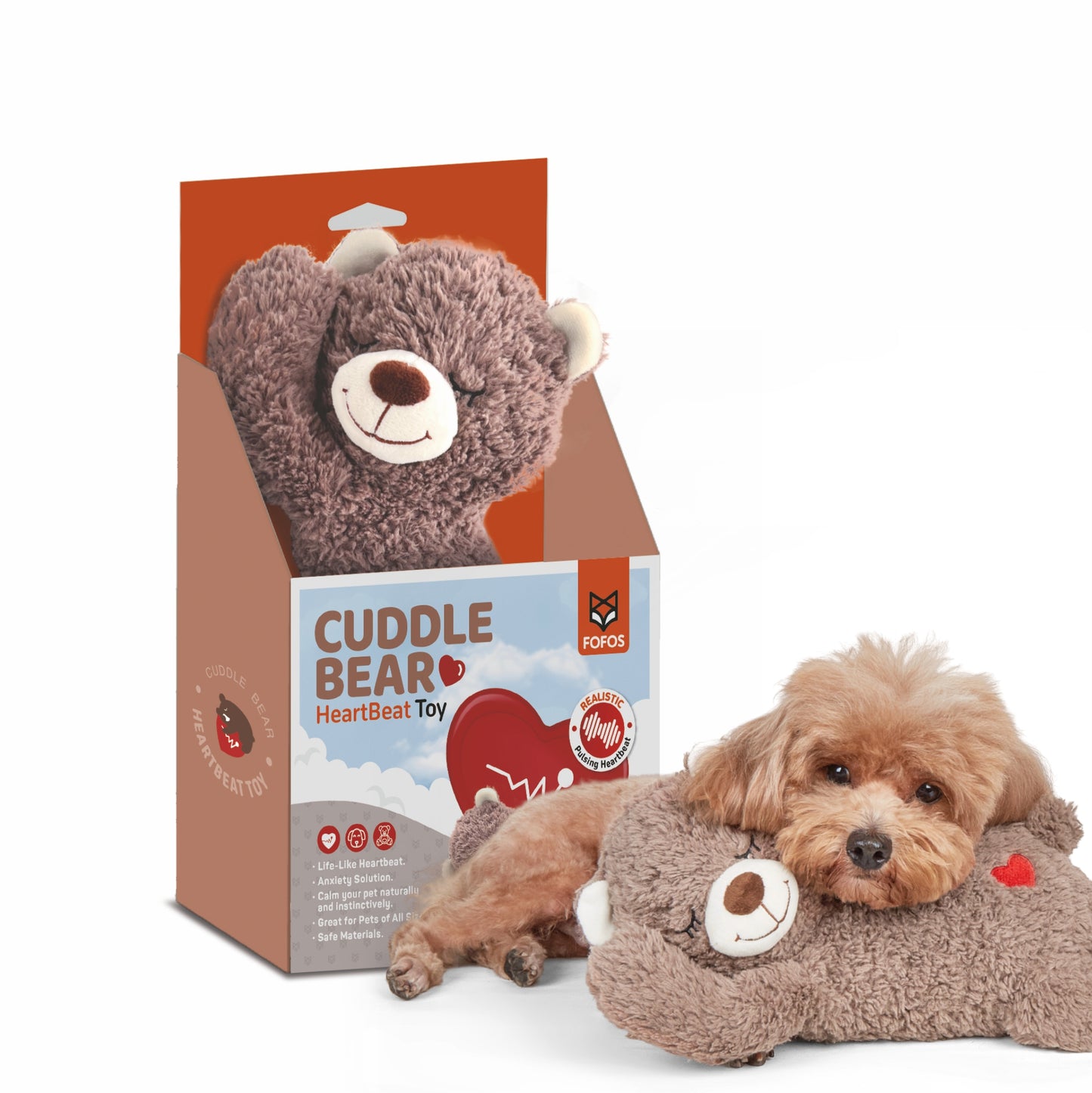 FOFOS Heartbeat Bear Plush Dog Toy 10 x 13.5 x 27 cm