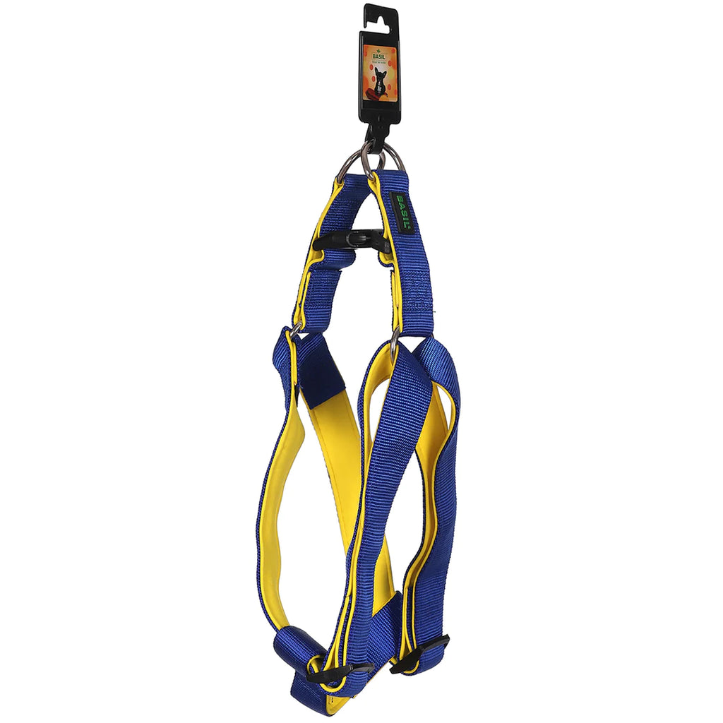Basil Padded Adjustable Harness for Dogs & Puppies Blue/Yellow