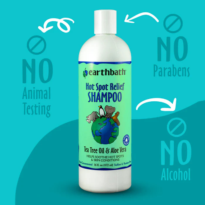 Earthbath Hot Spot Relief Puppy Shampoo Tea Tree Oil & Aloe Vera 472ml - Anti-Tick